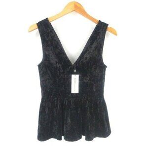 BCBGeneration Velvet Top Womens XS Black Fairy Grunge Goth Witchy Deep V